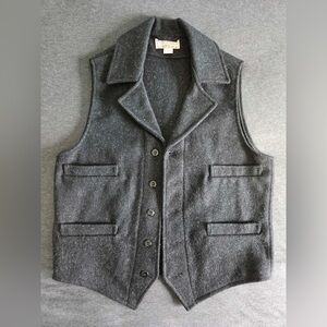 Filson Vintage Mackinaw Wool Western Vest Charcoal Notch Collar Made in USA
